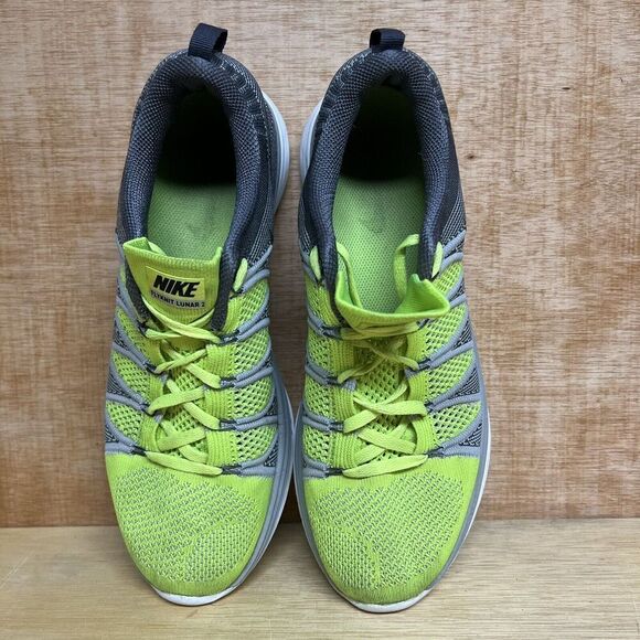 Nike Flyknit Lunar 2 Men Size 8.5 Shoes‎ Gray Green Running Sneakers 620465-700 - Picture 5 of 10
